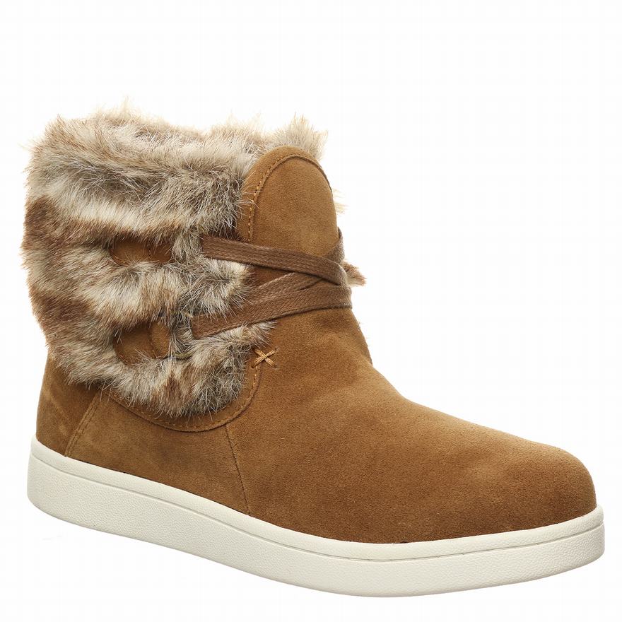 Bearpaw Skyline Ankle Boots UK - Women's Boots Brown ||BEGUOK-437||